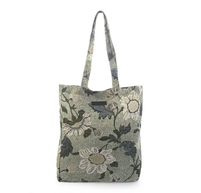 Ceannis Flower Linen Shopper soft green