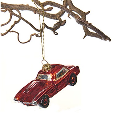 Julgransdekoration Vintage Car röd