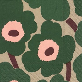 Marimekko Unikko pappersservett green/rose