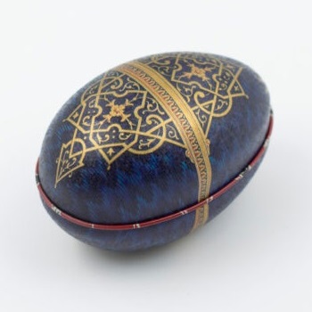 Påskägg Faberge blå med guldornament
