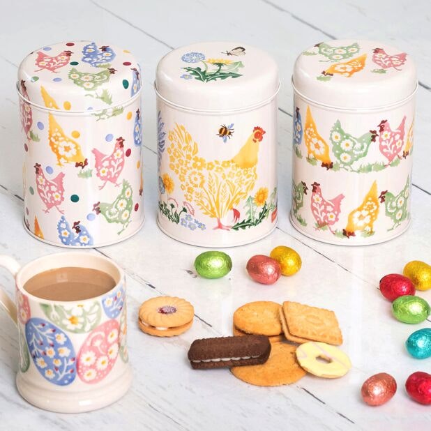 Emma Bridgewater Spring Chickens plåtburk rund