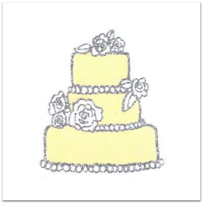 Nobhilldesigners kort med kuvert Bröllopstårta