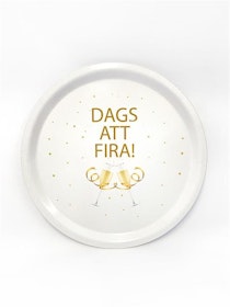 Mellow Design rund bricka Dags att fira vit