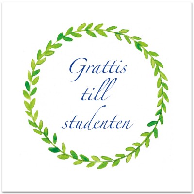 Nobhilldesigners kort med kuvert "grattis till studenten"