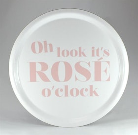 Mellow Design rund bricka Rosé o'clock vit/rosa