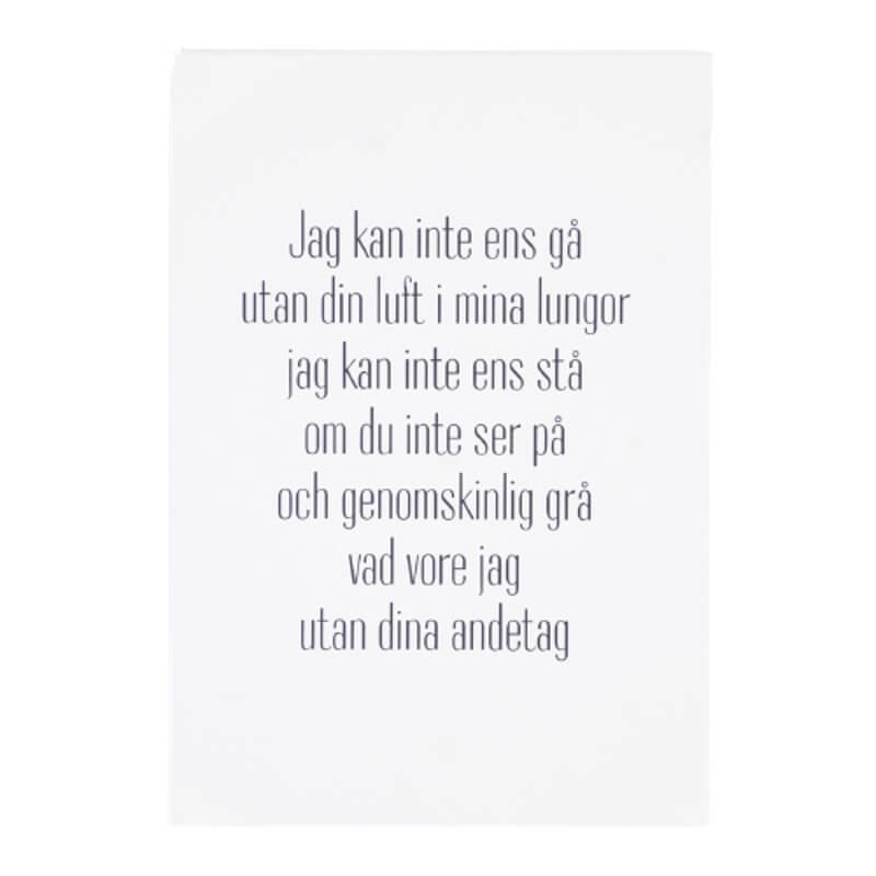 Trätavla "Utan dina andetag..." A4 vit