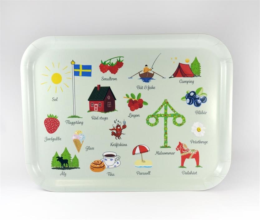 Mellow Design liten bricka Swedish traditions grön