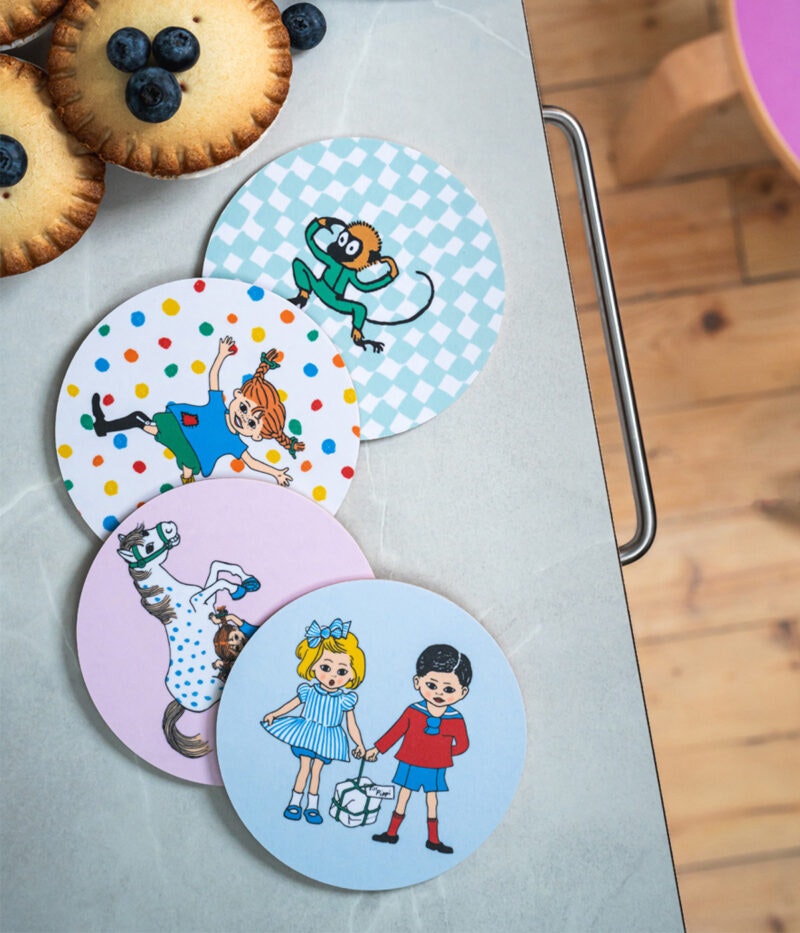 Muurla glasunderlägg Pippi Långstrump 4-pack