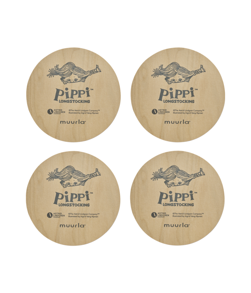 Muurla glasunderlägg Pippi Långstrump 4-pack