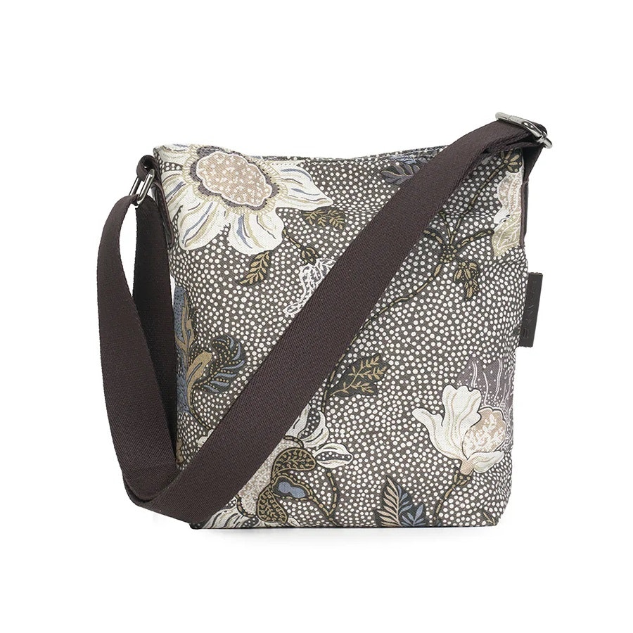 Ceannis Flower Linen Small shoulder bag khaki