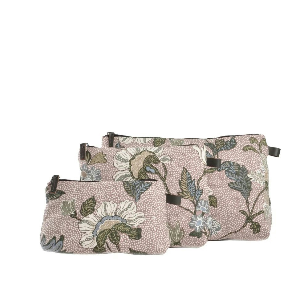 Ceannis Flower Linen necessär Dusty pink