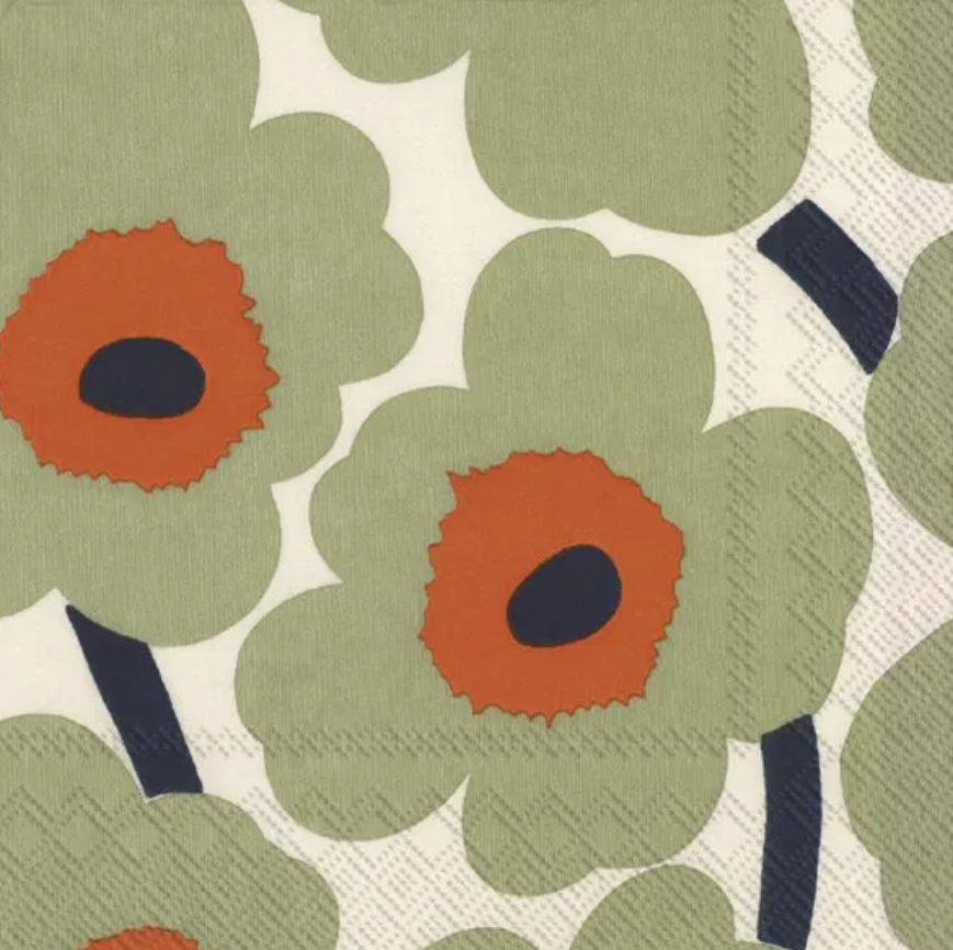 Marimekko Unikko pappersservetter cream/orange