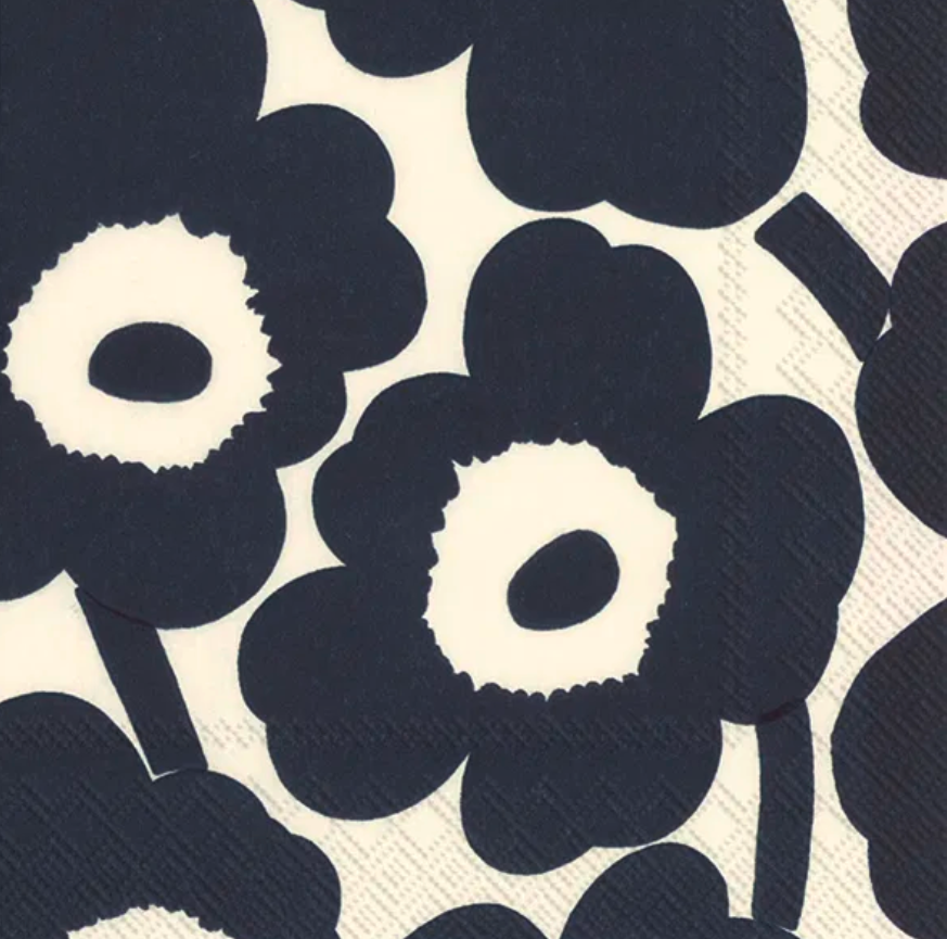 Marimekko Unikko pappersservetter dark blue/nature