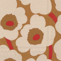 Marimekko Unikko pappersservetter dark cream/red