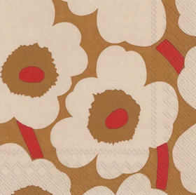 Marimekko Unikko pappersservetter dark cream/red