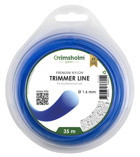 Trimmertråd rund, blå, 1,6 mm, 35 m
