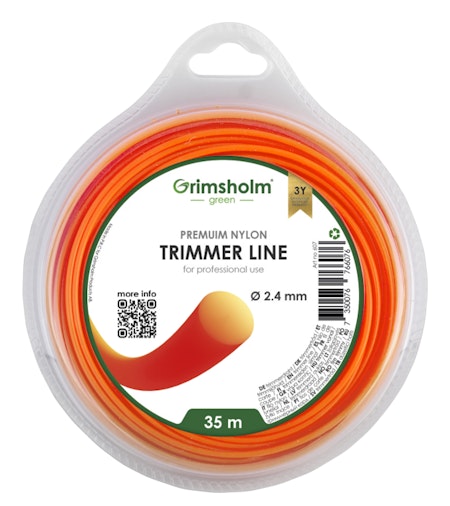 Trimmertråd rund, orange, 2,4 mm, 35 m