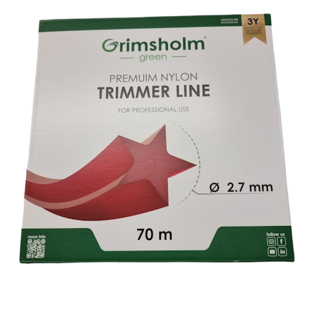 Trimmertråd stjärna, röd, 2,7 mm, 70 m