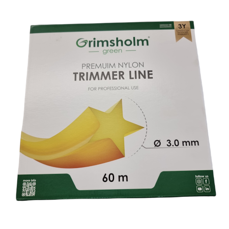 Trimmertråd stjärna, gul, 3,0 mm, 60 m