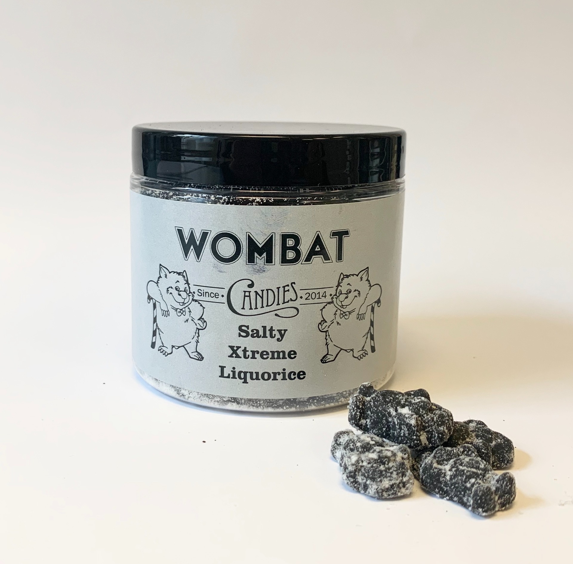 Wombat - Salty Extreme/Salmiaköverdragen Saltlakrits,150 g