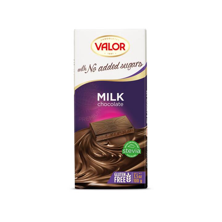 Valor - Milkchocolate Stevia/Mjölkchoklad - utan tillsatt socker, 100 g