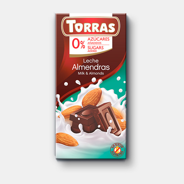 Torras - Leche Almendras/Mjölkchocklad Mandel, 75 g