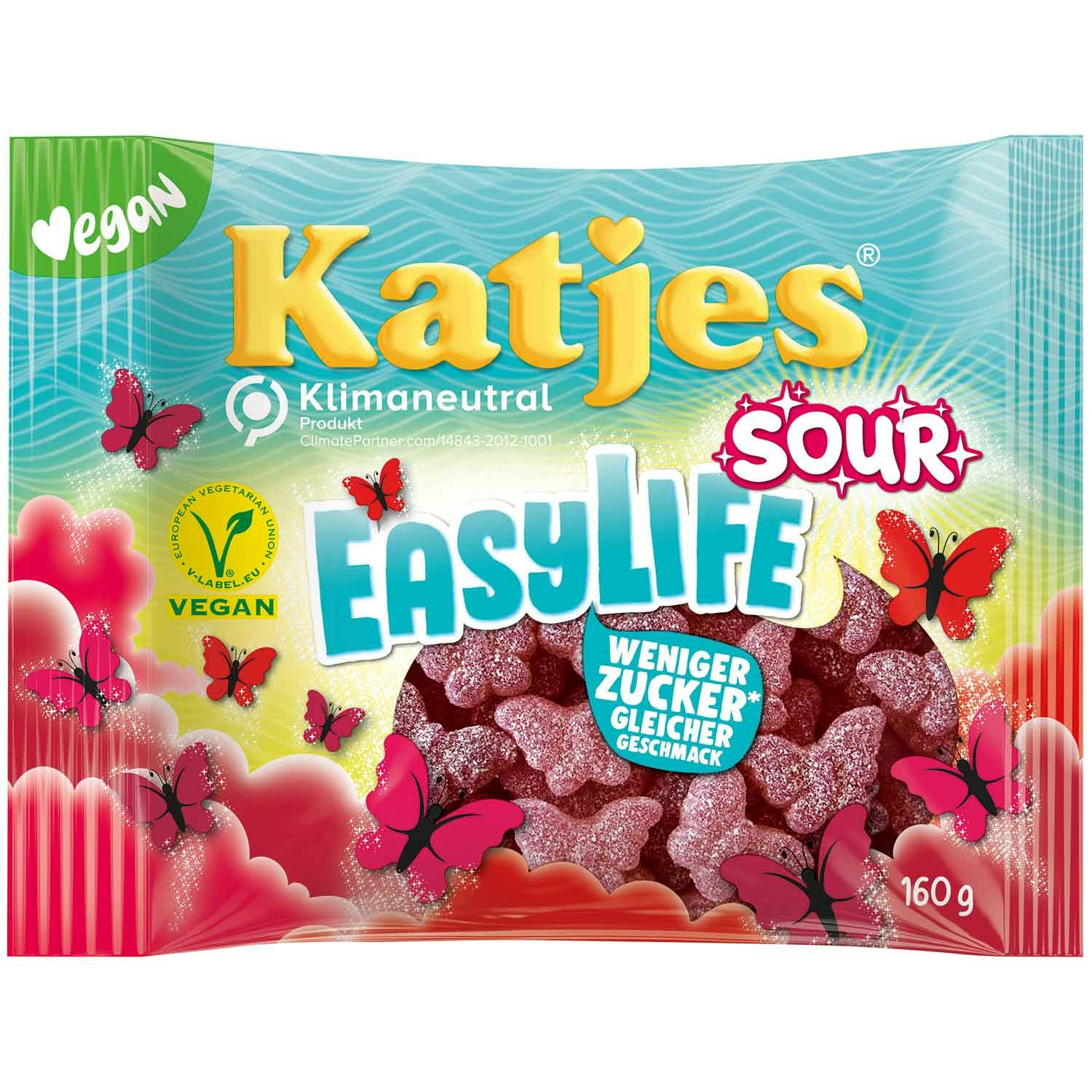 Katjes - Easy Life Sour, sura Fruktgummin, 160 g