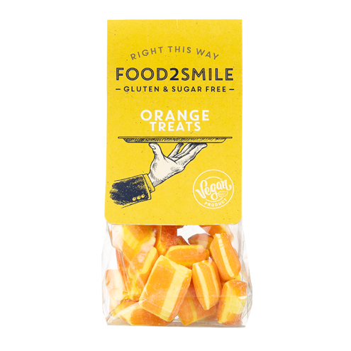 Food2Smile - Orange Treats/Apelsinkarameller, Sockerfria, 90 g
