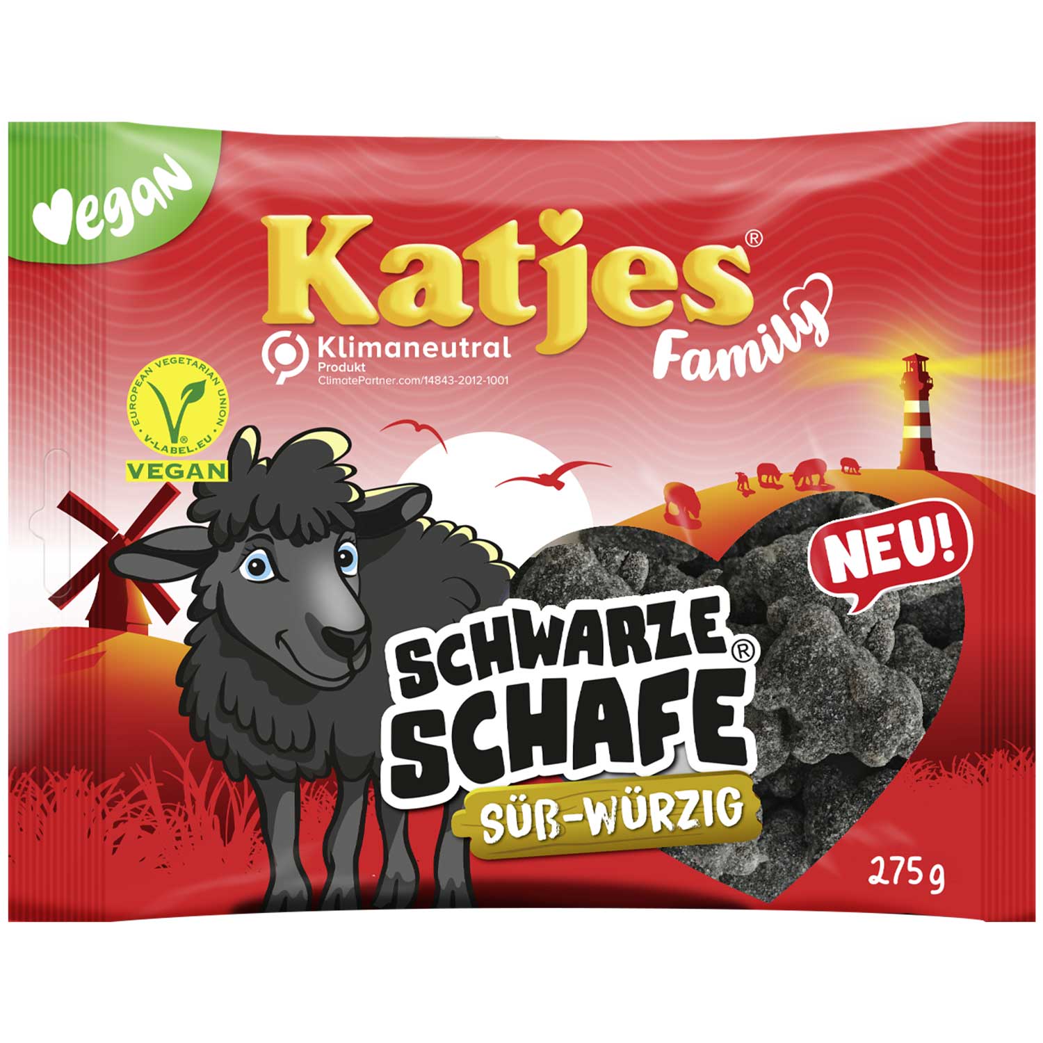 Katjes - Schwarze Schafe Süb-Würzig/Söta Svarta Får, 275 g