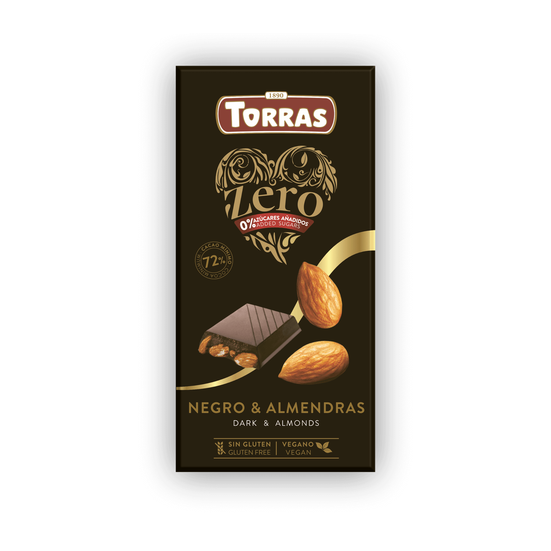 Torras Zero - Mörk Choklad med Mandel, 150 g