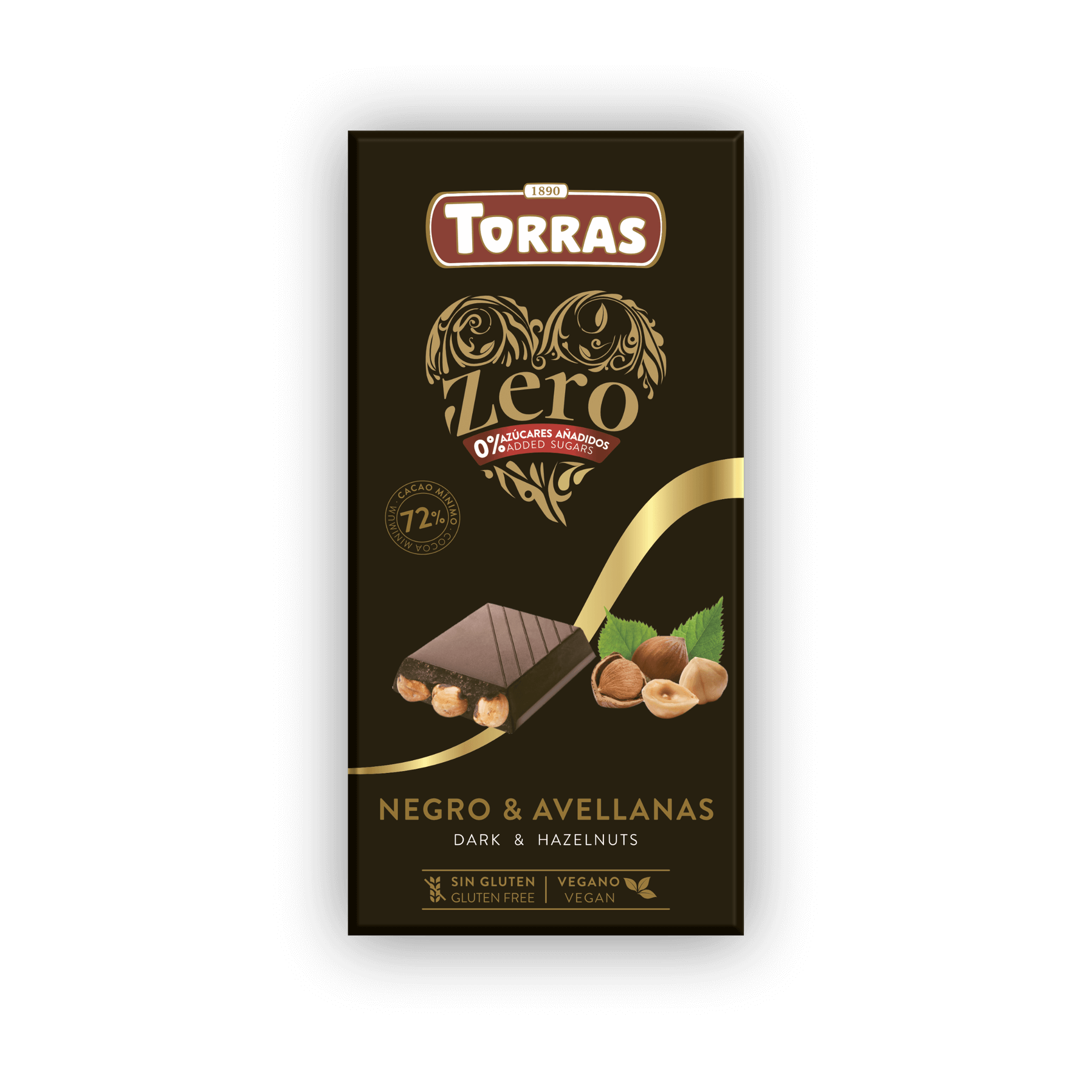 Torras Zero - Mörk Choklad med Hasselnötter, 150 g