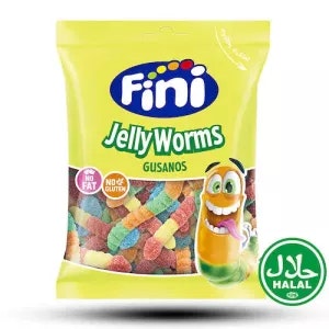 Fini - Jelly Worms, surt skumgodis, 75 g