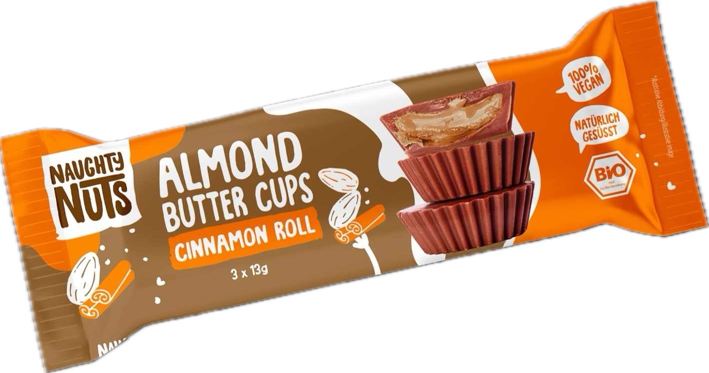 Naughty Nuts - Almond Butter Cups Cinnamon Roll, fylld choklad, 39 g