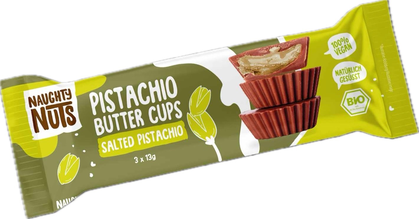 Naughty Nuts - Pistachio  Butter Cups/Pistagefyllning, fylld choklad, 39g
