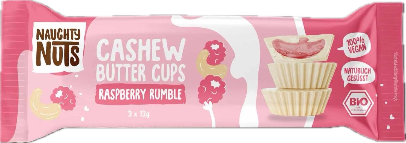Naughty Nuts - Cashew Butter Cups Raspberry Rumble, fylld choklad, 39g