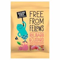 Free From Fellows - Rhubarb & Custard (rabarber & vaniljsås), hårda karameller, 70g (BF 2025-06-30)