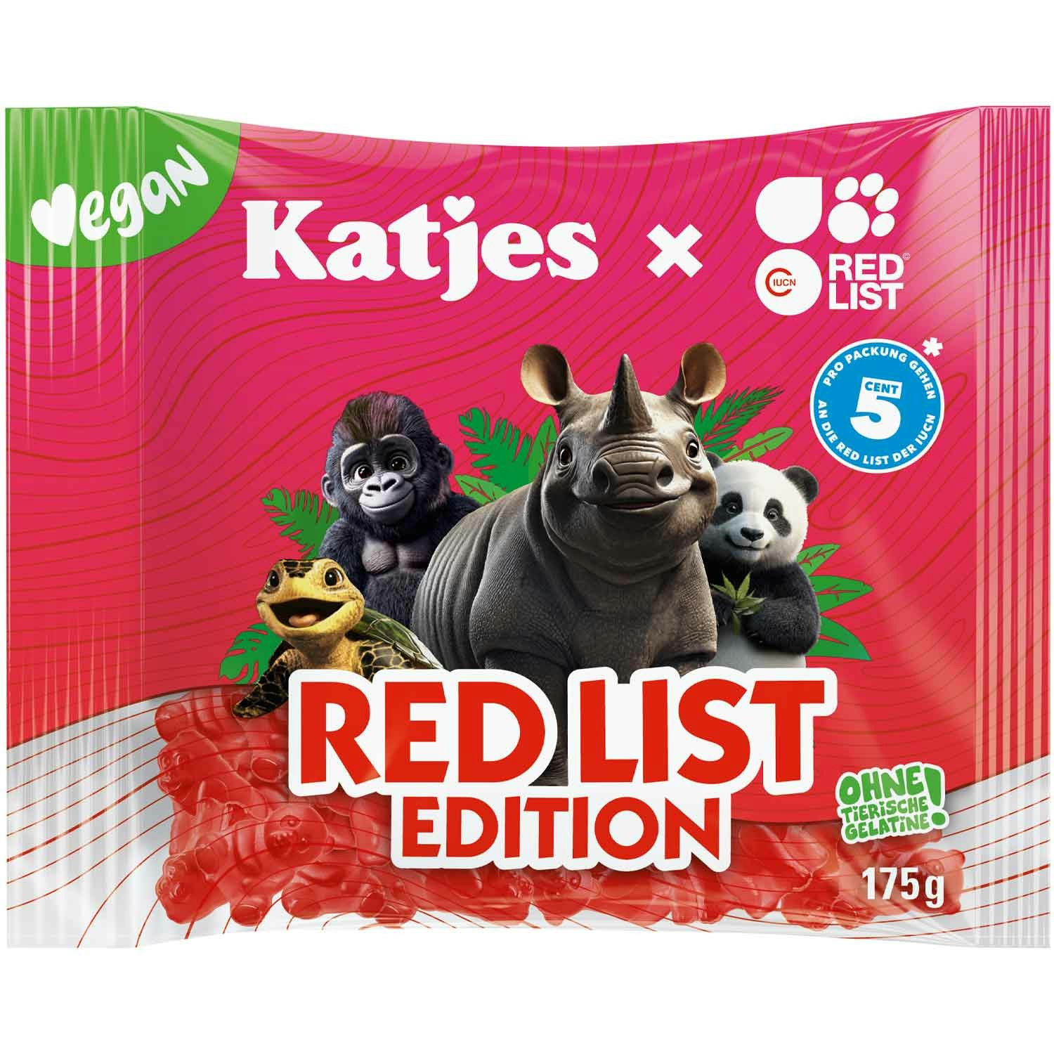 Katjes - Red List Edition, fruktgummin, 175g