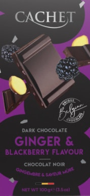 Cachet - Ginger & Blackberry Dark Chocolate, chokladkaka, 100 g