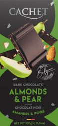 Cachet - Almonds & Pear Dark Chocolate, chokladkaka, 100 g