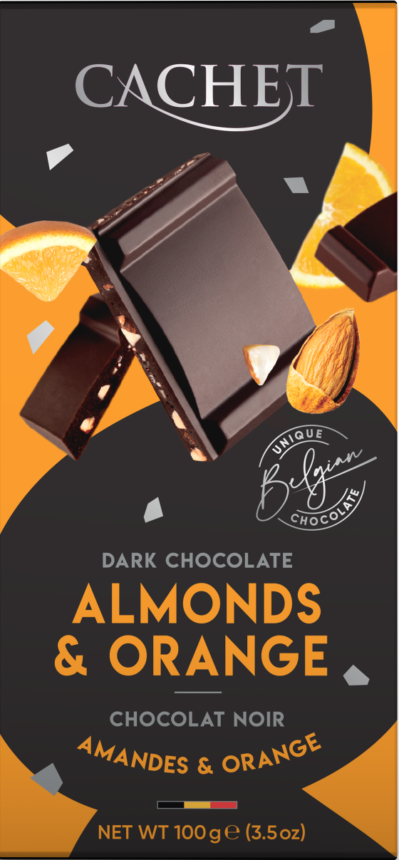 Cachet - Almonds & Orange Dark Chocolate, chokladkaka, 100 g
