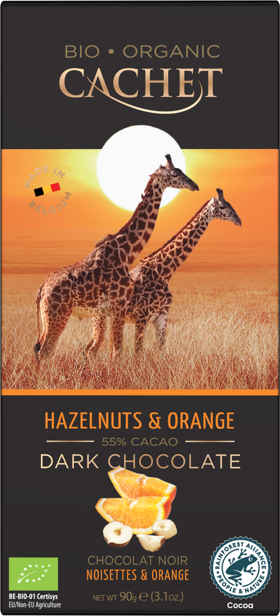 Cachet - Hazelnuts & Orange Dark Chocolate, chokladkaka, 90 g