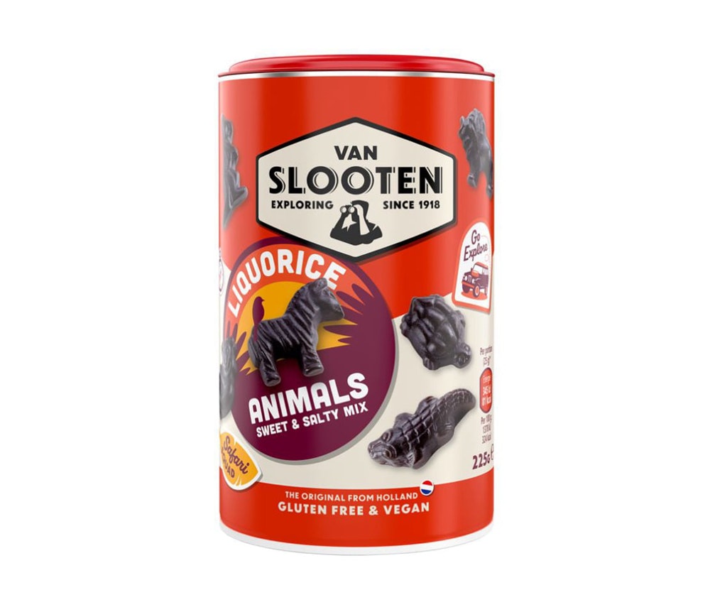 Van Slooten - Liquorice Animals, söt- och saltlakritsmix, 210 g