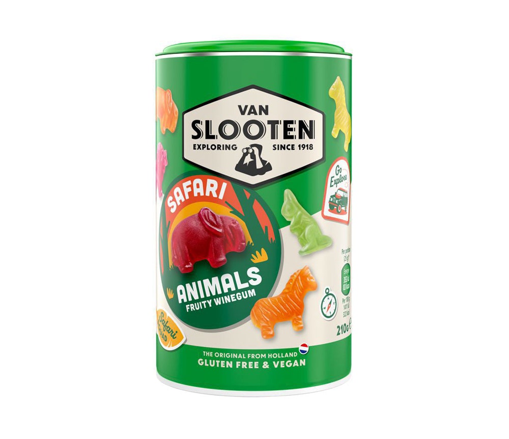 Van Slooten - Fruit Safari Animals , fruktgummin, 210 g