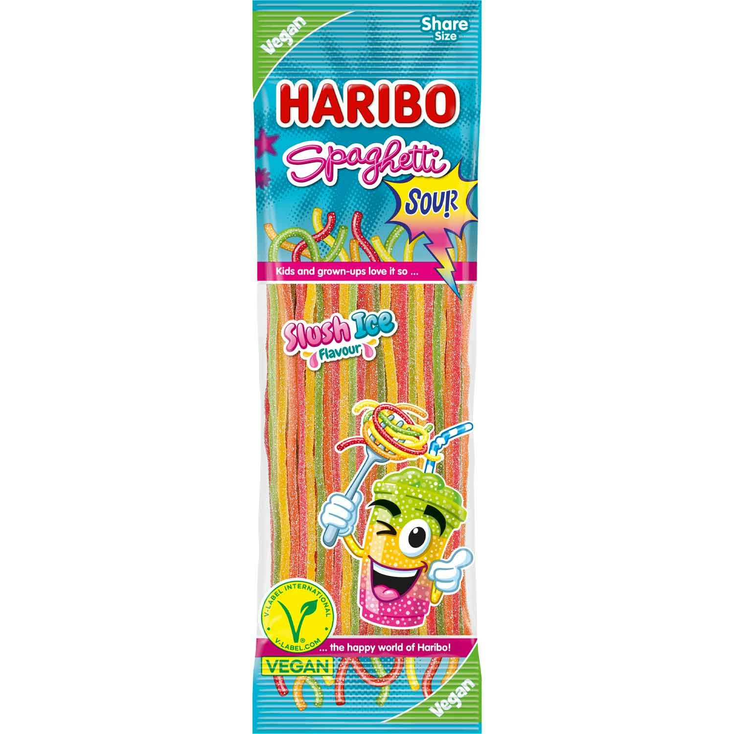 Haribo - Spaghetti Slush Ice Sour, sura fruktgummisnören, 200g