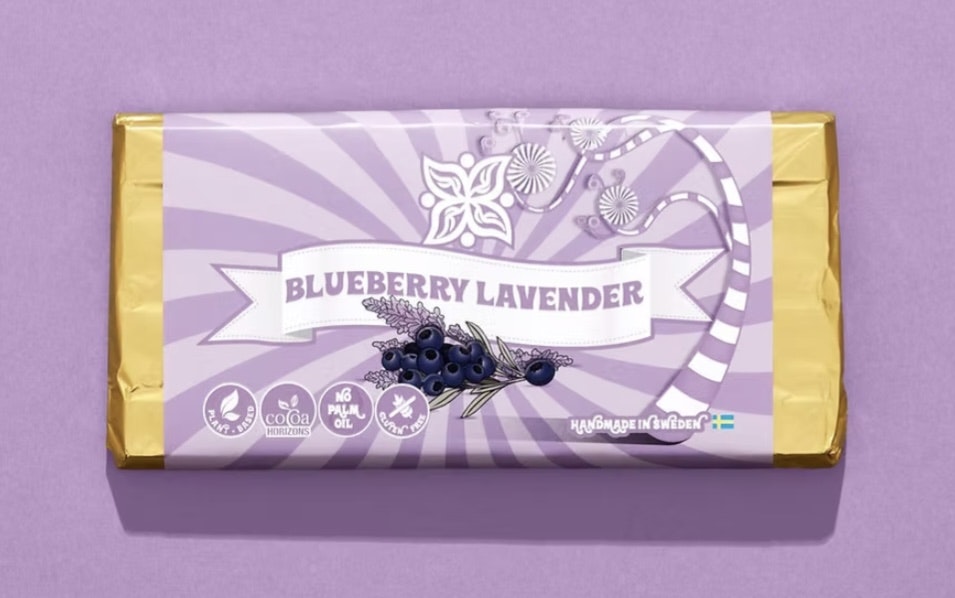 Vegan Delights - Blueberry Lavender, chokladkaka, 80g