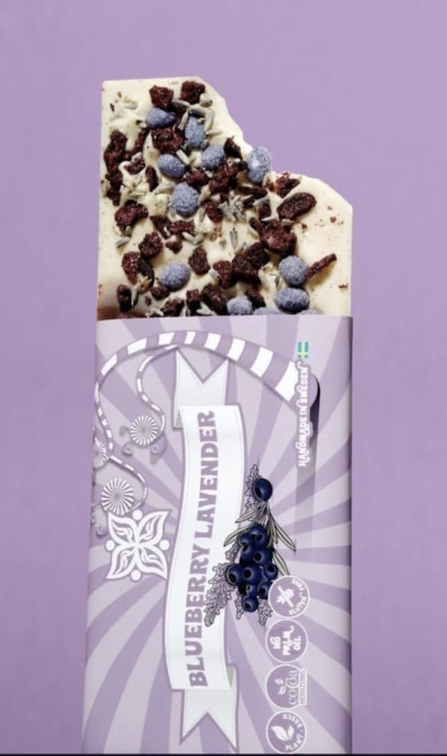 Vegan Delights - Blueberry Lavender, chokladkaka, 80g