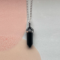 Svart Obsidian Halsband Silver