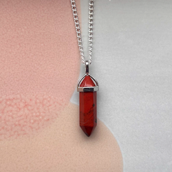 Röd Jaspis Halsband Silver