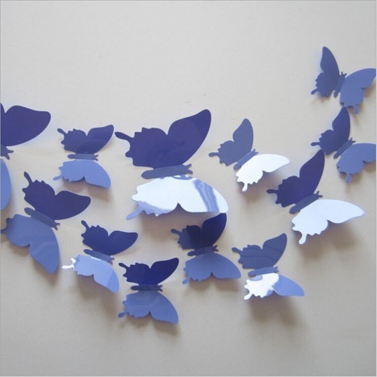 Väggdekor - 3D fjärilar, Enfärgade 12st - VinylaHem