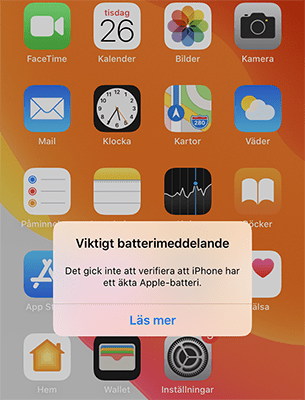 Viktigt batterimeddelande